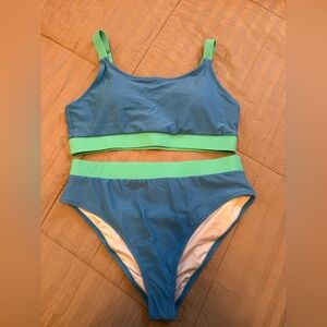 Blue and Green Bikini Set